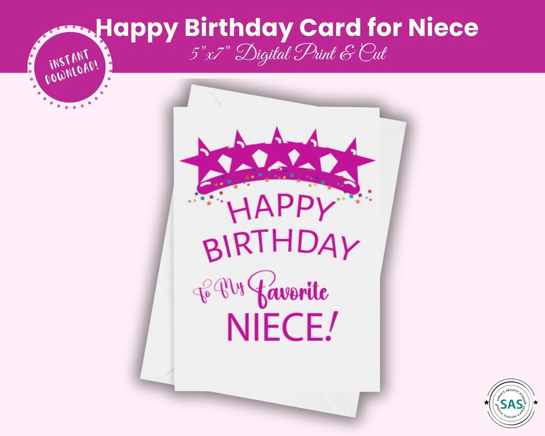 Happy Birthday, Niece, Printable Card, Blank Card,balloons, Banner ...