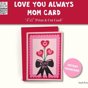 Tarjeta digital SVG DIY para mamá, tarjeta especial "Te amo siempre, mamá" para cumpleaños, Día de la Madre, aniversarios, simplemente porque sí, para máquinas de corte DIY