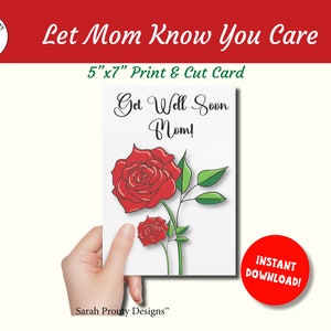 Carte de rétablissement, carte de maman, imprimable, carte de remerciement, carte de voeux, téléchargement numérique, roses mère-enfant, carte dessinée à la main, cadeau pour elle