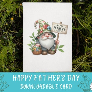 Biglietto per la festa del papà, pesca, gnomo per la festa del papà, biglietti d'auguri con gnomo, biglietto stampabile, download digitale, biglietto d'auguri, gnomo da giardino, patrigno