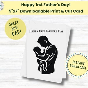 Carte imprimable Joyeuse 1ère fête des pères, être une nouvelle maman ou un papa n'est pas facile, alors montrez votre soutien avec cette carte imprimable + une enveloppe en prime
