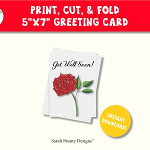 Carte Get Well, cadeau pour elle, imprimable, rose, dessinée à la main, carte de voeux, téléchargement numérique, carte pour maman, carte pour amis, carte pour collègue, pour elle