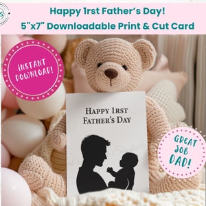 Happy 1rst Father's Day druckbare Karte, Als Mädchen-Vater ist nicht immer einfach so zeigen Sie Ihre Unterstützung mit dieser Print-n-Cut Karte + Bonus Umschlag!