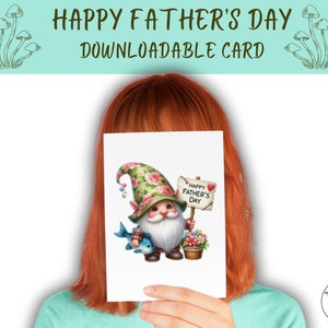 Biglietto per la festa del papà, pesca, gnomo per la festa del papà, biglietti d'auguri a forma di gnomo, biglietto stampabile, download digitale, biglietto d'auguri, gnomo papà, gnomi da giardino