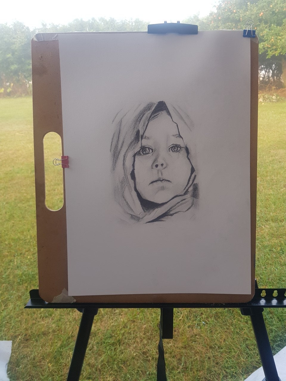 Original Pencil Drawing, Little Girl Portrait, Unframed Wall Art for