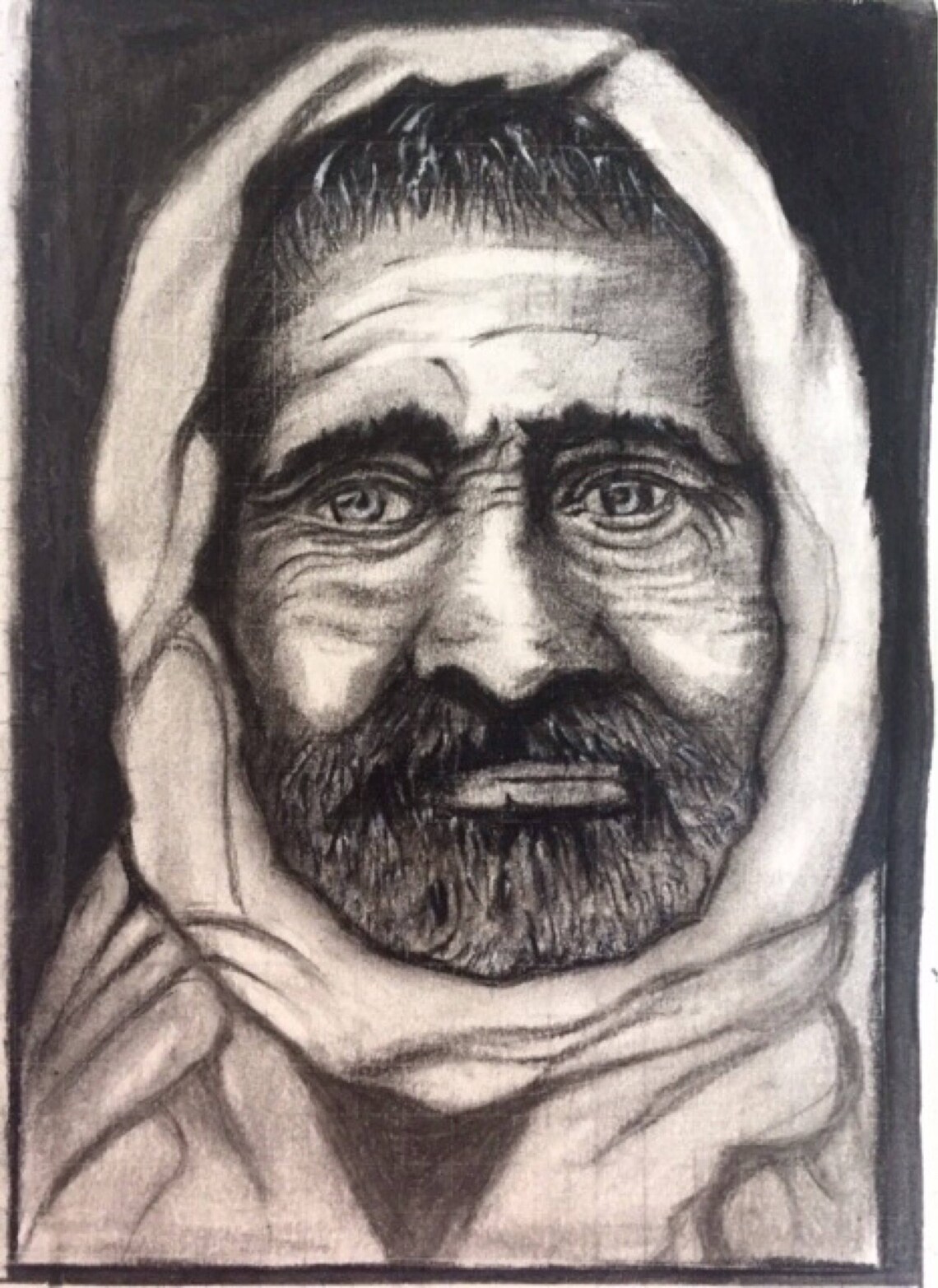 An Indian Farmer Charcoal Painting Etsy
