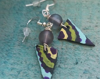 Tia -Upcycled Beaded leather Jewelry - NAMIWALKS Fundraiser- Mental Health Awareness- 2inches