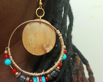 Sari - Beaded Hoop Earrings. Made to order