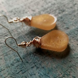 Toffee - Resin Teardrop Earring - Wire Wrapped - Wedding- Graduation image 5