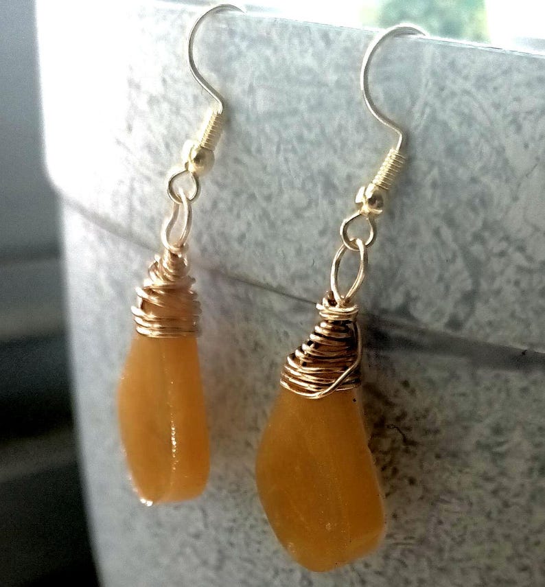 Toffee - Resin Teardrop Earring - Wire Wrapped - Wedding- Graduation image 8