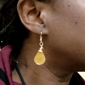Toffee - Resin Teardrop Earring - Wire Wrapped - Wedding- Graduation image 10