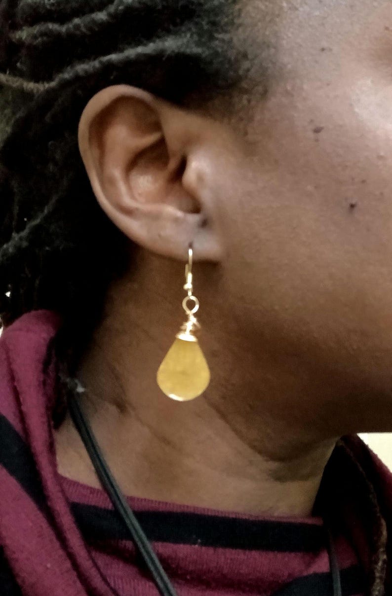 Toffee - Resin Teardrop Earring - Wire Wrapped - Wedding- Graduation image 10