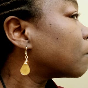 Toffee - Resin Teardrop Earring - Wire Wrapped - Wedding- Graduation image 11