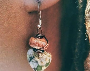 Flora Fan:  Dried Flower and Acorn Earrings. MADE TO ORDER.  Eco- Friendly