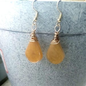 Toffee - Resin Teardrop Earring - Wire Wrapped - Wedding- Graduation image 7