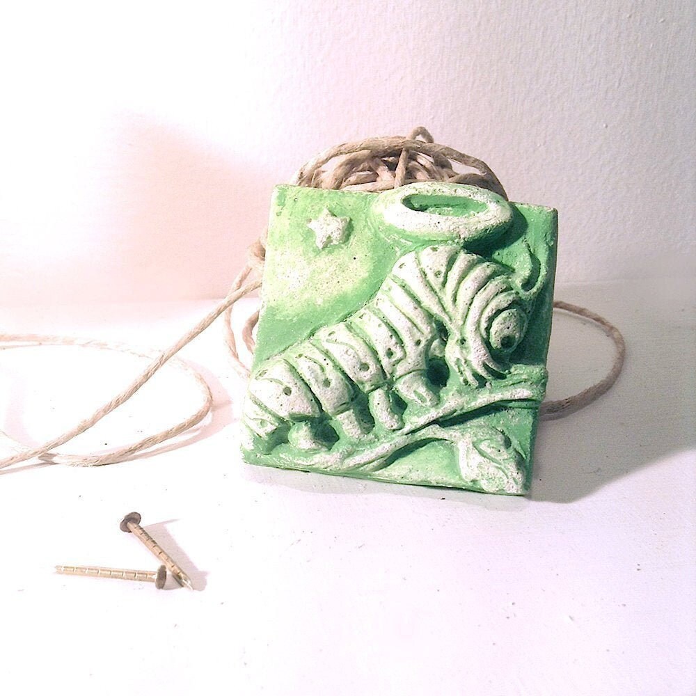 Monarch caterpillar art tile small wall sculpture | Etsy