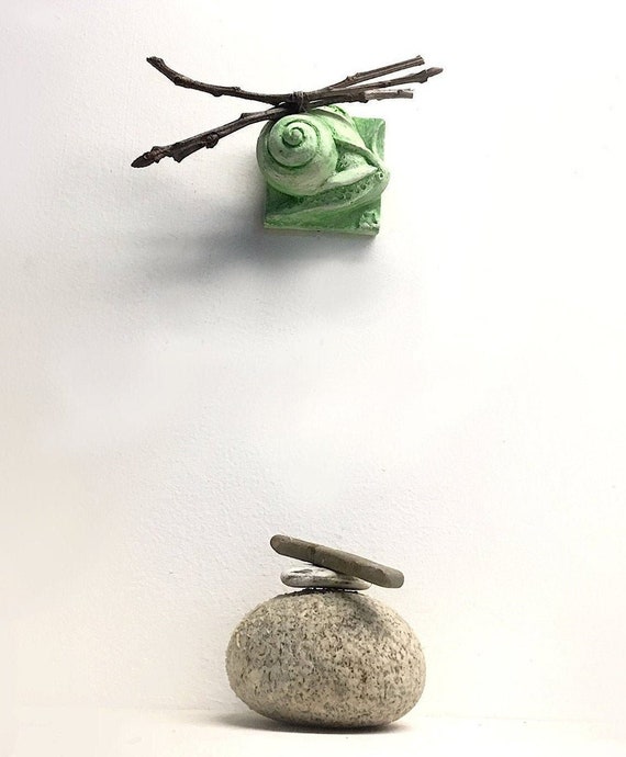 Snail wall sculpture snail on a mission snail gift gift for gardener folk art tile