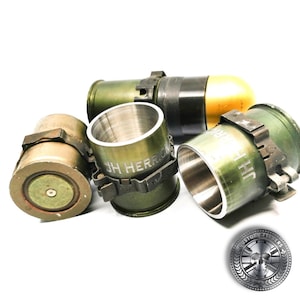 Shot glass, Military shot glass, Engraved Shot glass, Grenade shot glass, Customised Metal shot glasses, 40mm GMG grenade, Military gift