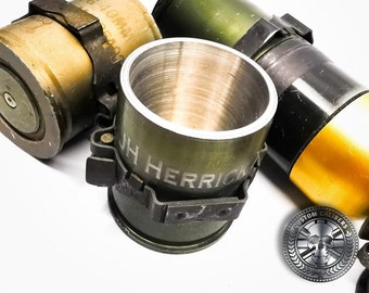 Shot glass made from 40mm Grenade casing Customised shot glass 40mm GMG grenade casing shot glasses Handcrafted Military shot glass gift