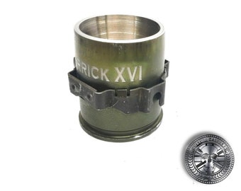 Custom 40mm Grenade Casing Shot Glass: Military Gift with gift box.