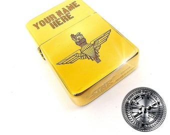 Engraved Solid Brass Lighter: Personalised Military Gift with Gift Box