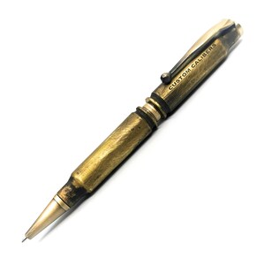 Caneta bala 7.62, feita à mão em latão real, personalizada com um nome é um presente de casamento militar perfeito