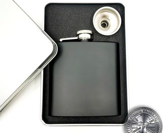 Personalised Laser-Engraved Hip Flask, Stainless Steel Gift Set