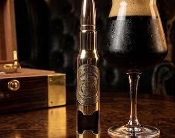 Bottle opener, Real fired brass .50 cal Bullet bottle opener, metal engraved Customised bottle opener, ideal Military gift for him