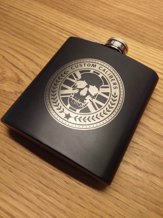Hip flask Engraved Hip flask Matt black Laser engraved Hip Etsy