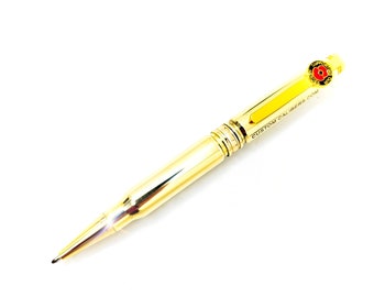 Pen, Bullet pen, 308 bullet pen, Remembrance Poppy pen, Fathers Day gift, Handcrafted 308 bullet pen in Raw Brass finish, Military gift.