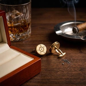 Handcrafted Bullet Cufflinks, Fired Brass Casings, Personalized Gift Box