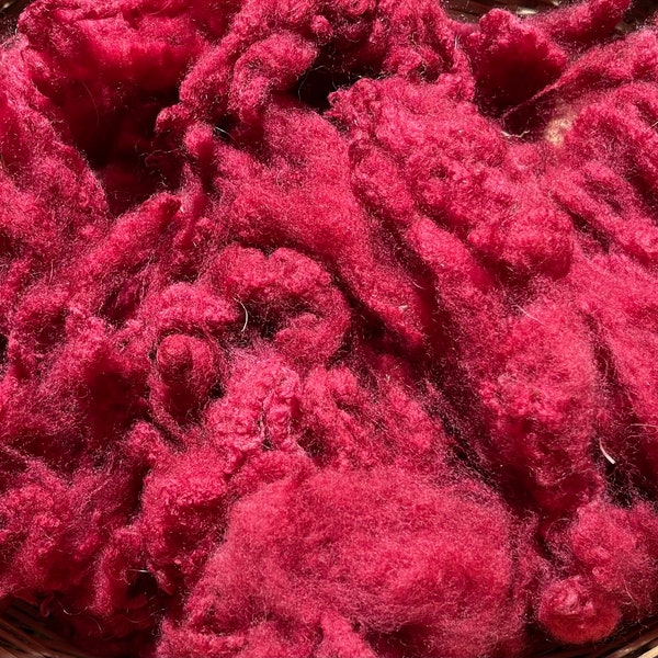 Crimpy SOFT BFL/CVM Dyed Wool! Wine Red - Bluefaced Leicester cross wool for spinning, weaking, felting and fiber arts!