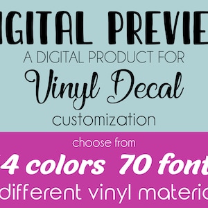 Digitale Vorschau für Benutzerdefinierte Vinyl-Aufkleber - Permanentkleber / Bügelfolie - Verschiedene Farben / Größen / Materialien verfügbar