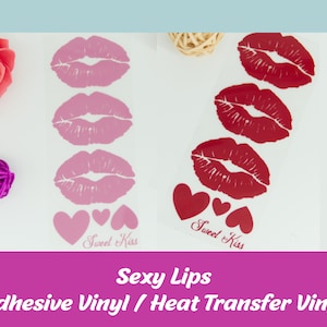 Heat Transfer Vinyl Red Lips Hearts Sweet Kiss Sticker / Iron On Decal for Valentines' gift