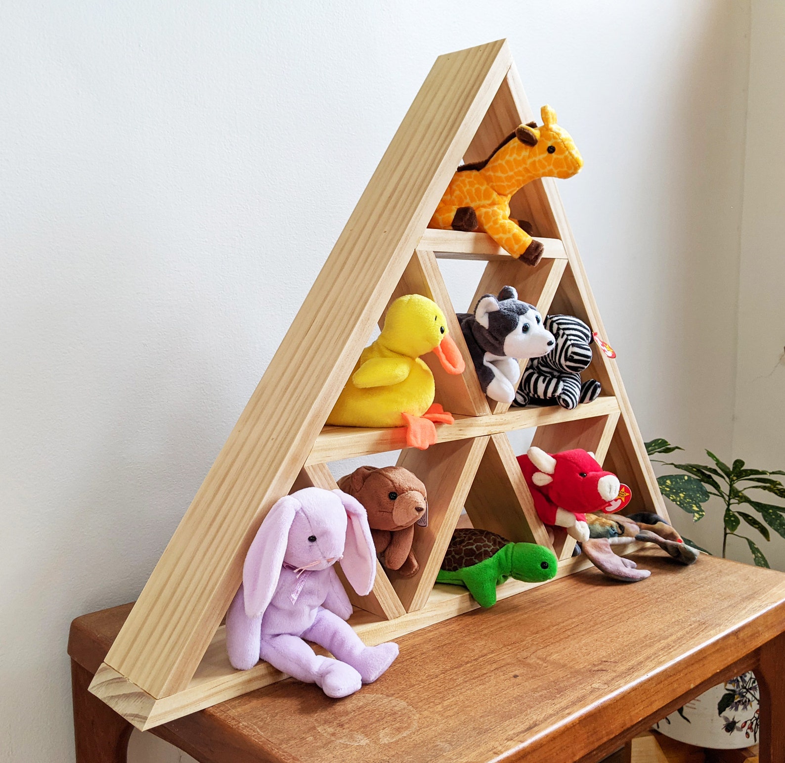 Beanie Babies Shelf for 9 Plushies Wood Pyramid Design Etsy UK
