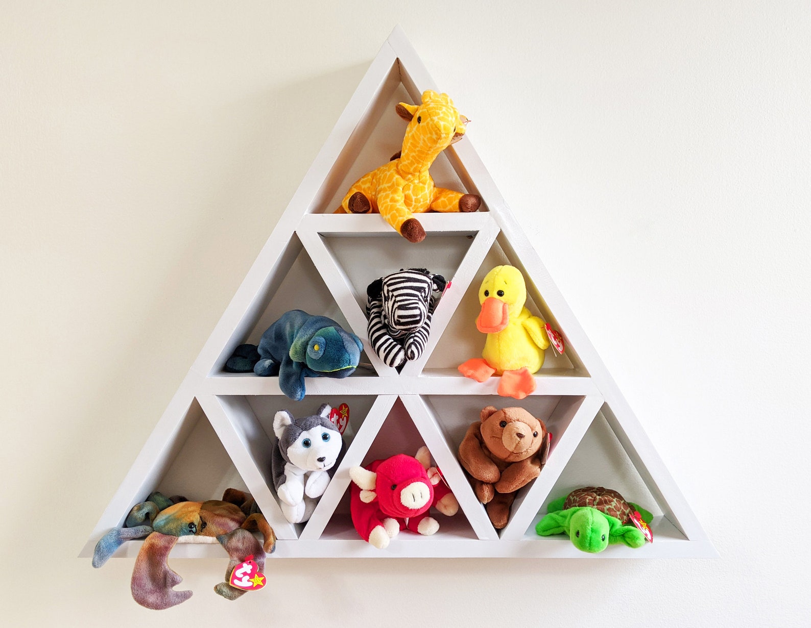 Beanie Babies Shelf for 9 Plushies White Pyramid Design Etsy