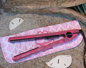 Flat / Curling Iron Bag with Monogram Included - PASTEL Pink - FREE Shipping within USA; Tween Teen Sorority Birthday Gift Favor under 25