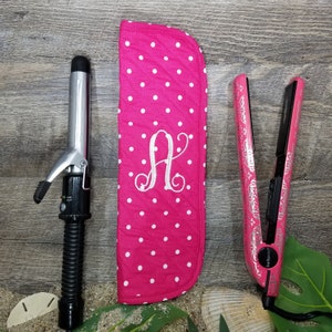 Hot Pink TINY Polka Dot Hot Flat/Curling Iron Bag Monogram Included; FREE Ship US Wedding Graduation Birthday Mother Christmas Gift under 30