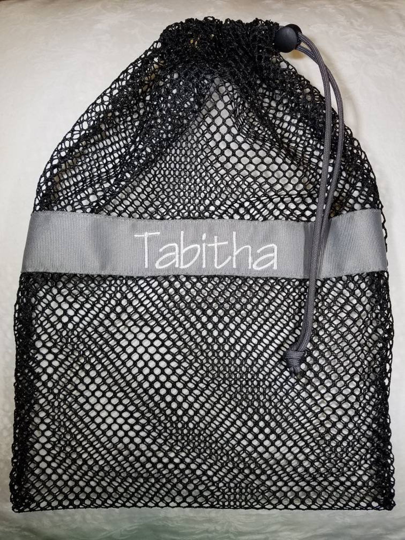 mesh drawstring black large ballet jazz tap pointe shoe glove ditty bag; free shipping within usa; dance team cheer softball gif