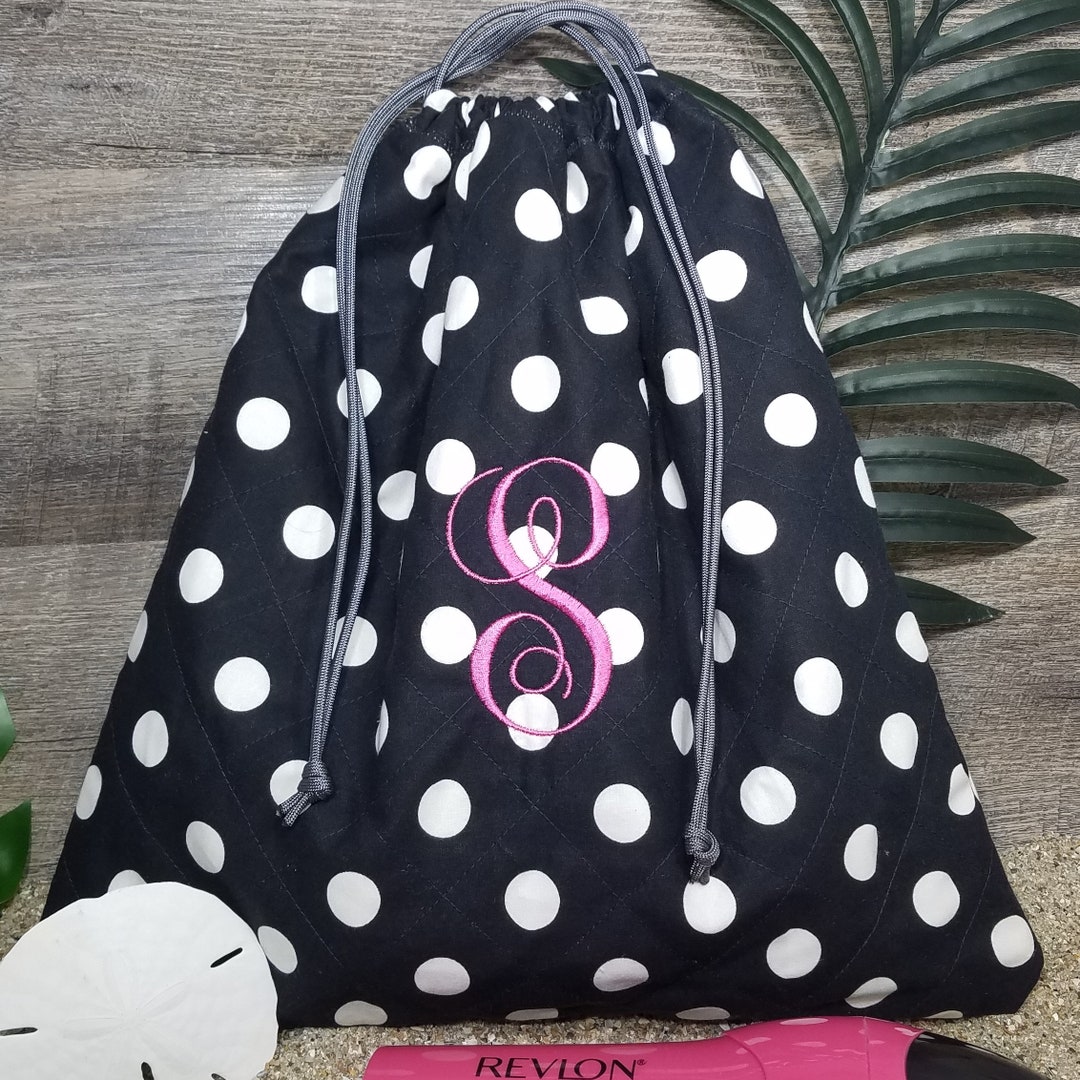 POLKA Dot Hair Dryer Storage Bag LARGE Heat Resistant Draw String Many