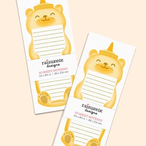 Honigbär Flasche Risograph hoch Memo Notizblock (9,5 x 21 cm)