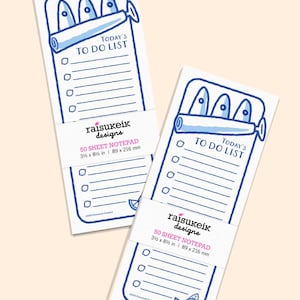 Sardines Today&#39;s To-Do Risograph Tall Memo Cute Notepad (3.5x8.5&quot;)