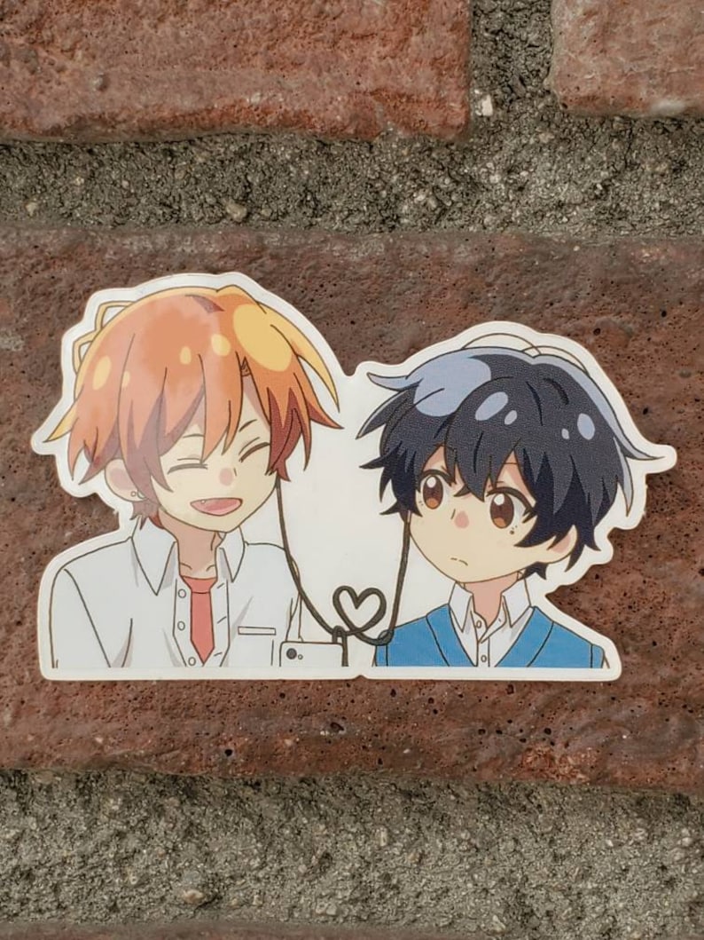 Sasaki and Miyano anime Boy love sticker, cute, chibi, Kawaii, anime gift, water bottle, laptop, car decals all weather sticker 