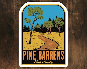 Pine Barrens New Jersey Vinyl Sticker – Retro Travel Decal