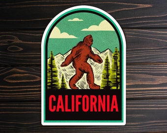 California Vintage Bigfoot Travel Sticker