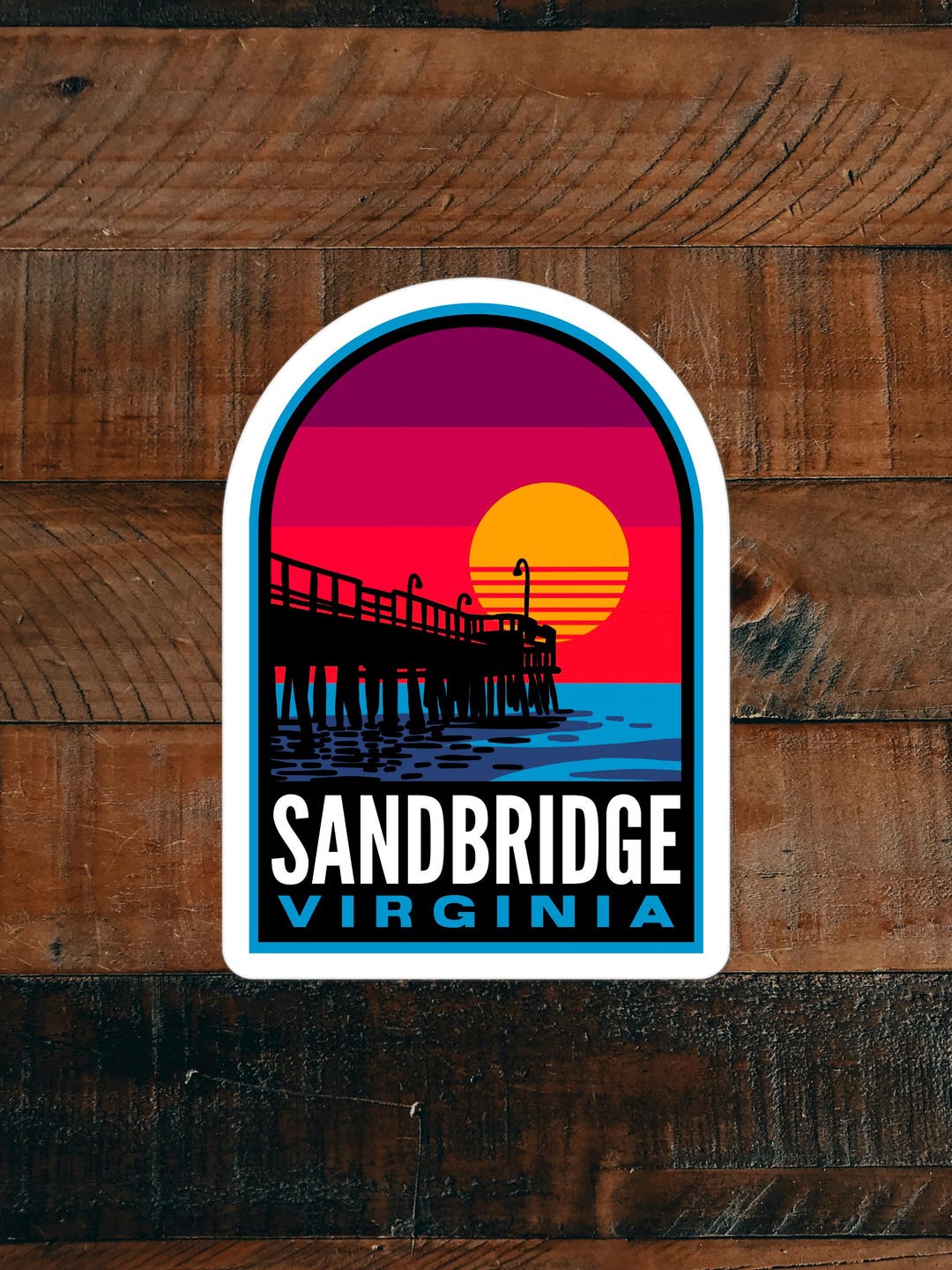 Sandbridge Beach Virginia Retro - Vinyl Sticker - Etsy