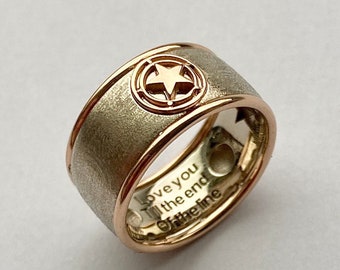 Captain America Platinum & Gold Band Ring