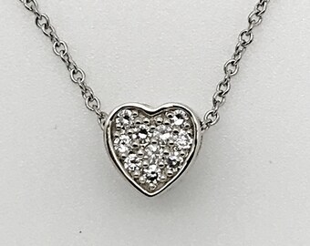 Handmade Platinum 950 Diamond Heart Pendant Necklace
