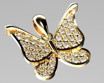 Butterfly Diamond Pendant 3D CAD Design