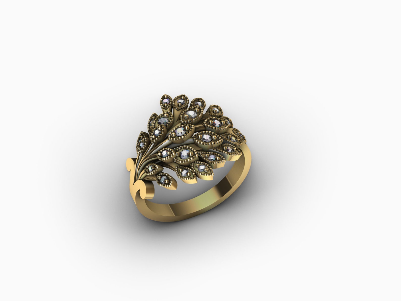 Peacock Ring 3D CAD Digital Model - Etsy